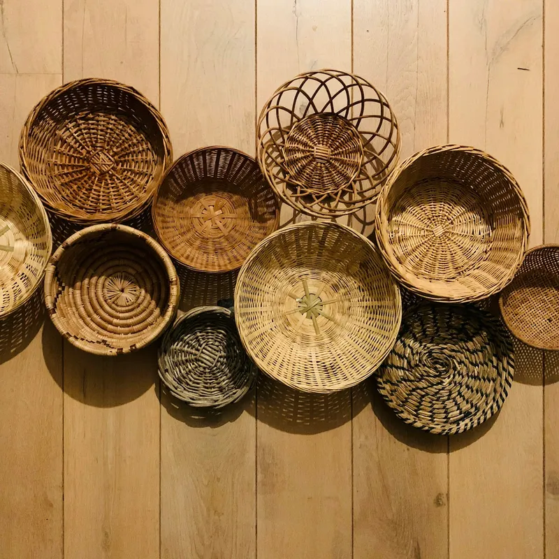 Handwoven baskets, set of 3, natural palm